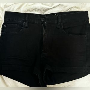 Black denim jean shorts